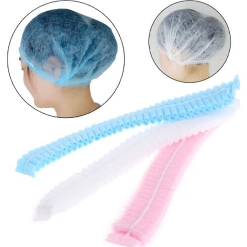 30 Pcs Disposable Hair Hat Elastic Cap For Catering Food Kitchen Living Room Shower Hair Net Sterile Hat For Eyebrow Tattooing