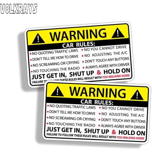Volkrays 2 X Warning Car Sticker Car Safety Rules Accessories Reflective Waterproof Cover Scratches Sunscreen PVC Decal,4cm*9cm