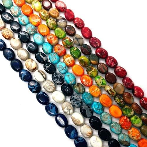 Natural Stone Beads Colorful Oval Loose Spacer Beads for Jewelry Making Bracelet Accessories DIY Charm Wholesale 6.5x7.5mm