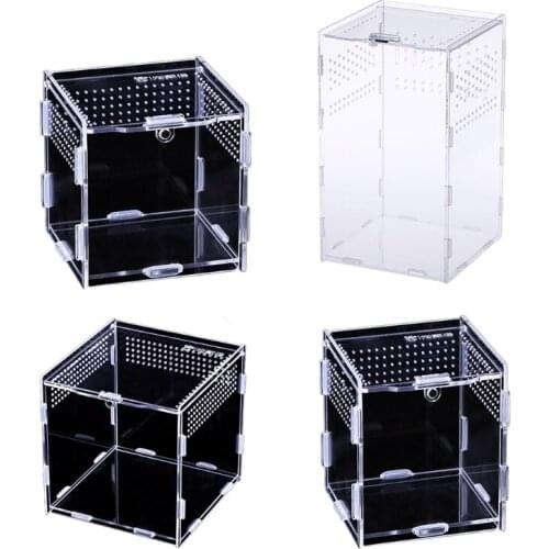 Insect Breeding Case Reptile Transparent Feeding Box Good Ventilation Acrylic Habitat for Spiders Scorpions Centipedes