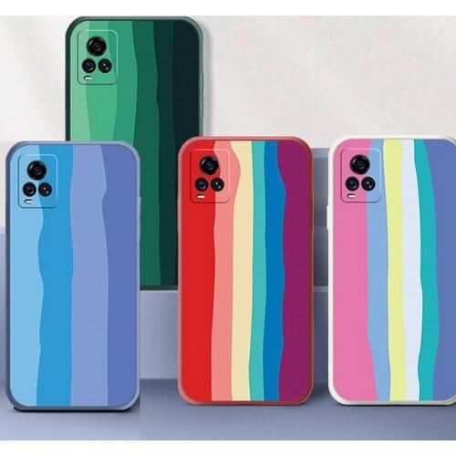 Rainbow Liquid case For VIVO X60 Pro X50 Pro VIVO Y20 Y93 Y91 Soft camera lens protect Phone Cover For VIVO Y52S Y19