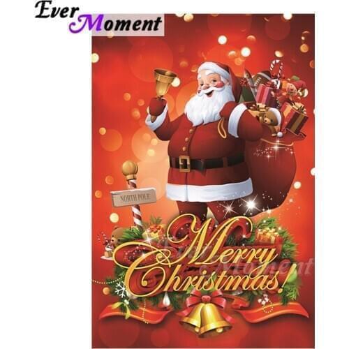 Ever Moment Diamond Painting Merry Christmas Santa Claus Gift Bell 5D DIY Mosaic Full Square Drill Diamond Embroidery ASF1968