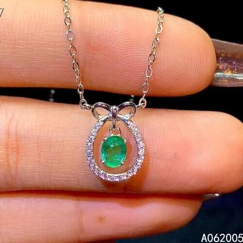 KJJEAXCMY Fine Jewelry 925 Sterling Silver inlaid Natural Emerald Female new Pendant Necklace classic Support test luxury