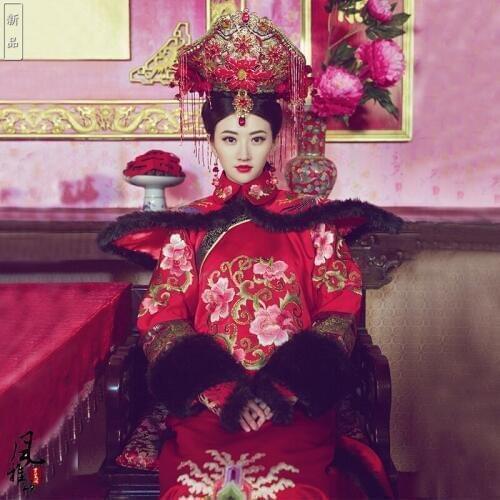 Da Yu Er Qing Dynasty Princess or Empress Gorgeous Delicate Embroidery Qifu Costume Drama Costume Stage Performance Hanfu