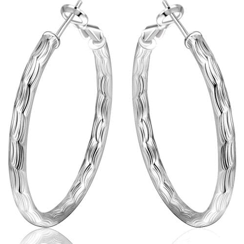 Silver Plated Round Earrings Are Suitable for Womens Exquisite Jewelry. Large Round Womens Earrings Are Party Gifts