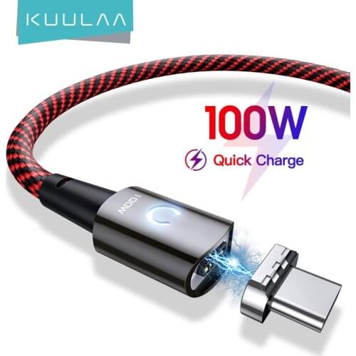 KUULAA PD 100W USB Type C to Type C Cable For Xiaomi Mi 10t Pro POCO x3 Magnetic 5A Quick Charging Cable For MacBook Pro Cord
