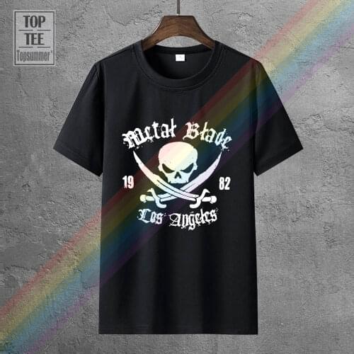 Metal Blade Records MenS Pirate Logo White Ink Black T Shirt Medium Black