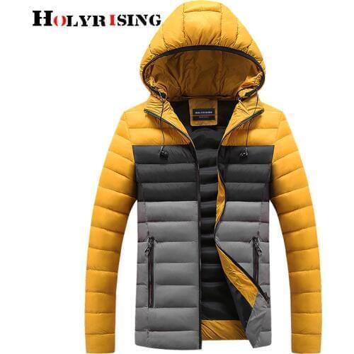 Holyrising Fashion Winter new mens casual parka cotton hooded warm cotton jacket Winter Coats Male Padded Overcoat 18956-5