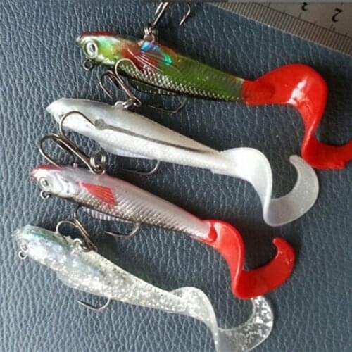 New Hot Sales Red Fishtail Fishing Lures Luya bait 9CM / 9.5G Lead Coating Soft Bait Fishing Tackle Package Fish Simulation Bait