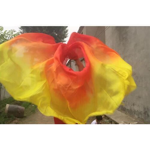 Wholesale 250*114cm Gradient Belly Dance Silk Veils Fire Bellydance Accessory Hand Scarf Shawl India Dance Props Free Shipping