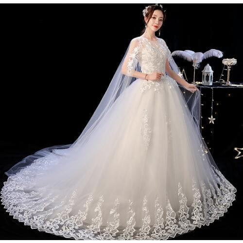 Trailing dress bride wedding dress Bride Wedding Luxury Lace Up Wedding Dresses New Bride Tail Ball Gown Dress