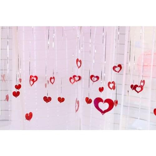1set Rain Silk Curtain Pendant Balloon Accessories Red Purple Heart Shape Beautiful Wedding Birthday Party Home Decorations