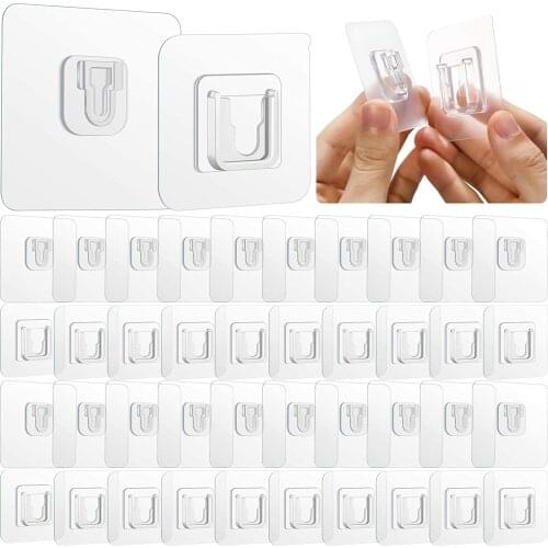 Pufai Smart Hook Double Sided Adhesive Bathroom Kitchen Office Hanger Transparent Hanger Waterproof 10 Set 20 Pieces