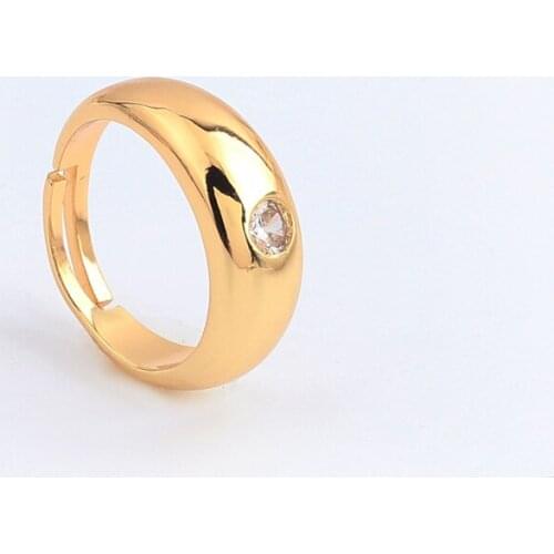 18K Gold Plated Luxury Zircon Opening Rings For Woman 2021 New Fashion Single CZ Band Finger Jewelry Wedding Party Girl Jewelry