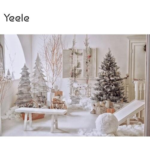 Yeele Christmas Backdrop White House Snowmen Tree Gift Baby Portrait Background Photocall Photography Photo Studio Photographic