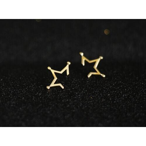 9K solid gold Stars stud earring Mini dainty women minimal simple style gift bridesmaid