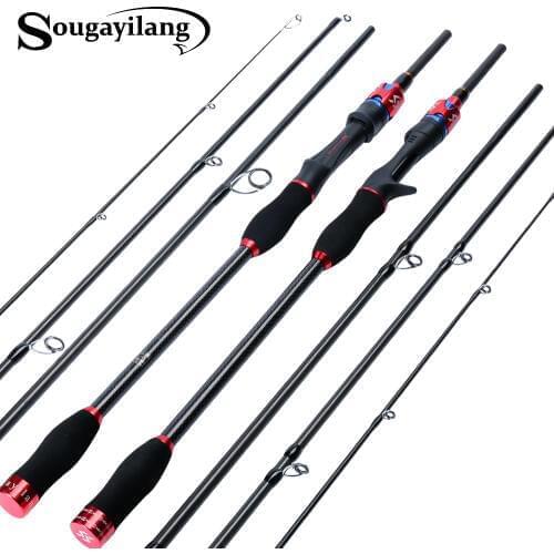 Sougayilang Carbon Fiber Spinning Casting Portable Fishing Rod 4 Sections Ultralight Travel Fishing Pole De Pesca
