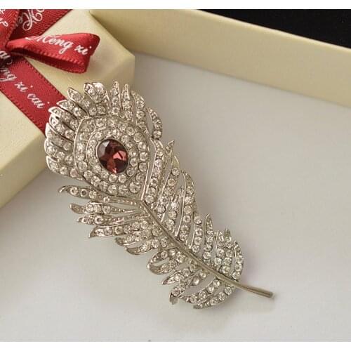 MZC Vintage Jewelry Forrest Gump Feather Womens Brooches Rhinestone Broaches Christmas Lapel Pin For Girlfriends Brosche Gifts