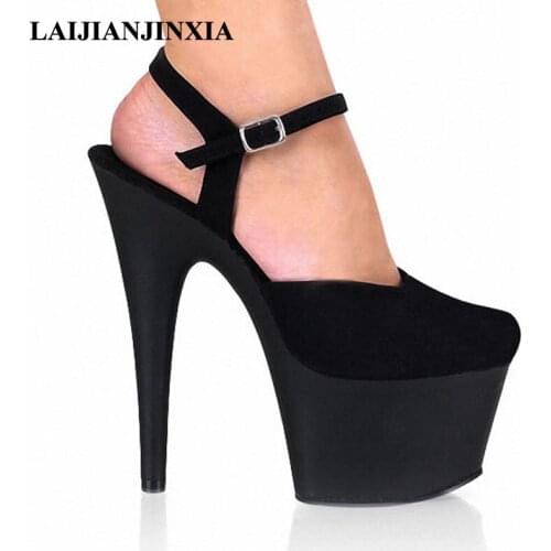 LAIJIANJINXIA New Women Close Toe Shoes Platform Sandals Pole Dancing Shoes High Thin Heel Shoes 7cm Platform Party Dance Shoes