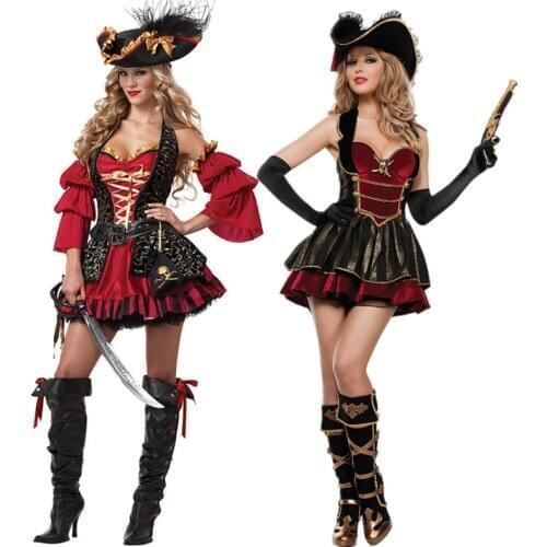 S-XXL Pirate Costume Women Adult Halloween Carnival Costumes Fantasia Fancy Dress Pirates Clothes