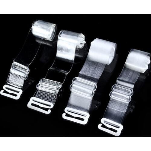 1.8cm Wide Women Adjustable Invisible Bra Strap Elastic Clear Bra Straps Transparent Frosted Backless Shoulder Belt