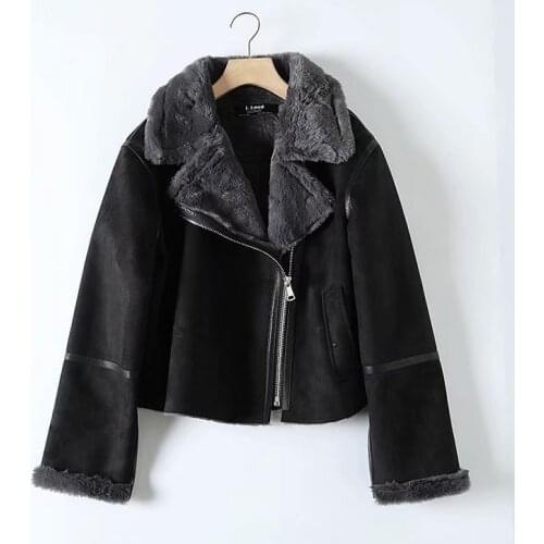 Ms BYZ the European and American wind new brief paragraph faux suede fur one heavy hair coat