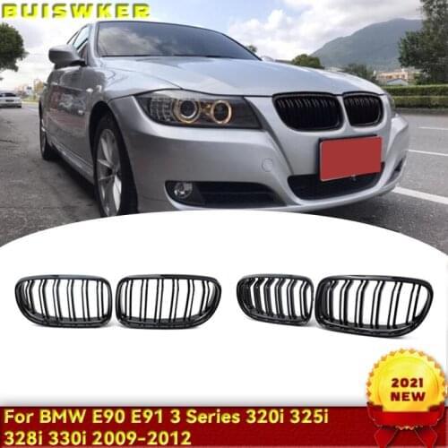1 Pair Car Front Grille Gloss Black Inlet Grille for BMW E90 LCI 3-Series Sedan/Wagon 2009 - 2011