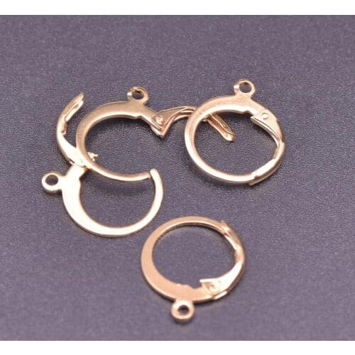 10pcs Stainless Steel Clasp Earrings Charms For Women Men Gold Color Circle Hooks Bail Accessories DIY Jewelry Making Supplies