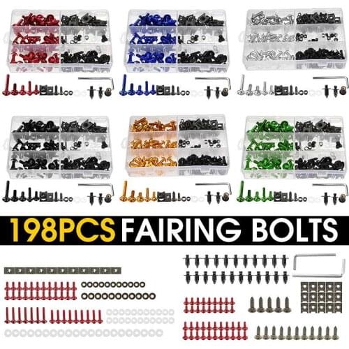 198pcs/set Motorcycle Fairing Bolts Kit Bodywork Screws Nuts Street Sports Bike Universal For Honda/Yamaha/Suzuki