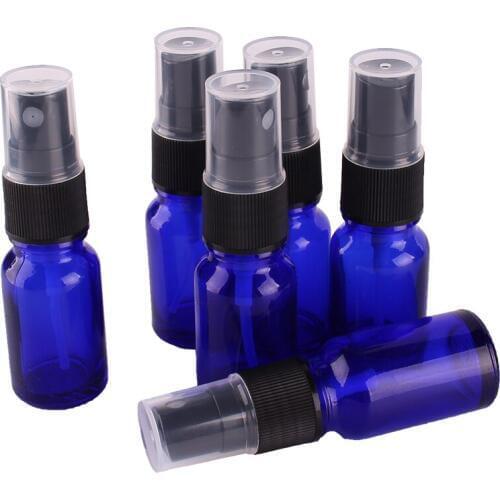 6pcs 10ml Cobalt Blue Glass Spray Bottle w/ Black Fine Mist Sprayer essential oil bottles empty cosmetic containers