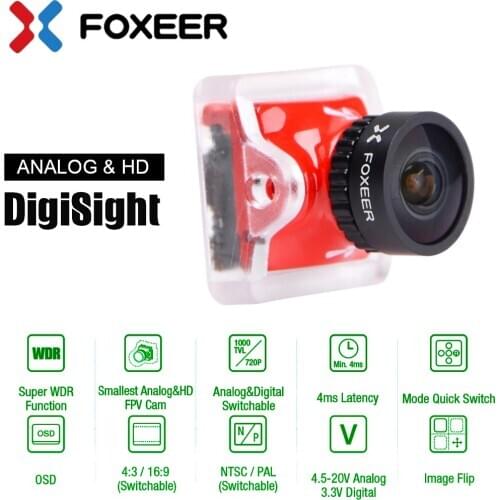 Foxeer Digisight Analog Digital FPV Camera 720P 1000TVL Switchable 4ms Latency Super WDR 1/3" CMOS Sensor For FPV Racing Drones