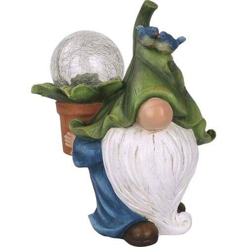 Faceless Gnome Dwarf Statue Garden Landscape Lighting Resin Figurines Solar Glass Ball Light Outdoor Lawn Courtyard Night Decor