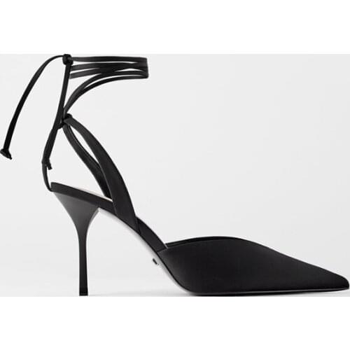 High Heels Sandals 2021 Summer Pointed Thin Heel Retro Fairy Style Bandage Roman Sandals Elegant Pumps Shoes Women Sandalias