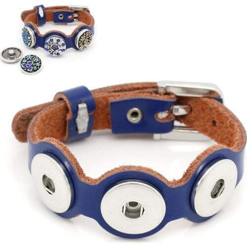 New Design DIY Snap Button Charms Bracelet & Bangle Leather Snaps Jewelry Fit 18mm Snap Button in Alloy Belt Buckle
