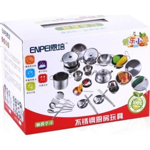 Stainless Steel Kids House Kitchen Toys Cooking Cookware Pots Pans Pretend Play Playset Utensils GXMB