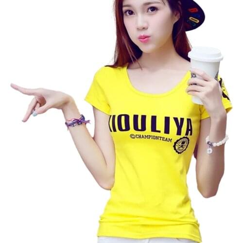 Women Cotton Letter Print T Shirt Summer Short Sleeve O Neck Casual Tops Tee