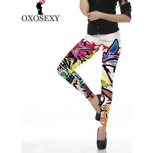 Hot New leggins fitness leggings Colorful Comic Doodles Printed Women Leggings women pants elastic Sexy Legging women 107