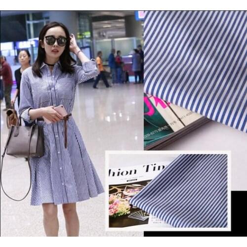 Imported cotton fabric blue and white striped shirt fabric super exquisite and comfortable clothing material sailor sea soul
