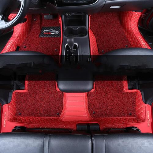 Custom Full Covered Wire Loop Leather Carpets Waterproof Durable Car Floor Mats for Mitsubishi Outlander 5 7 Seats