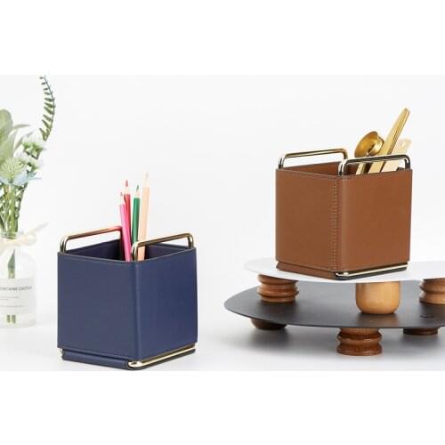 JINSERTA Metal Storage Tray Pen Holder Makeup Brush Jewelry Cosmetic Organizer Home Keys Coins Office Sundries Container Box