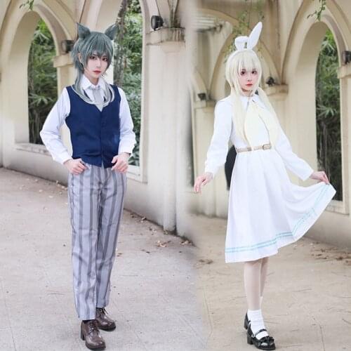 Japanese Anime BEASTARS Costume Legoshi Haru School Uniform White Rabbit Dress Girls Boys Academy Suit Shirt Vest Pants