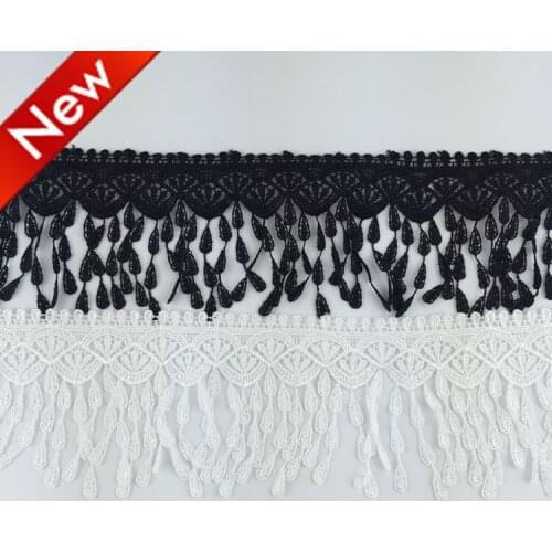 15Yards 8cm Water Soluble Sewing Lace Trim For Bridal Dress Embroidered White Lace Ribbon Appliques Tassel Fringe Laces