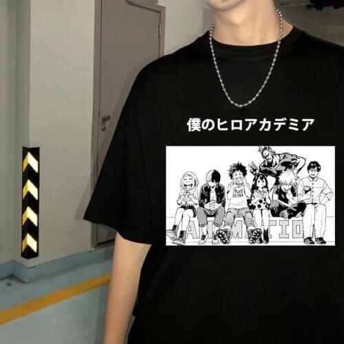 Summer Tops Anime Boku No Hero Academia Print Harajuku Cartoon Mens T-Shirt