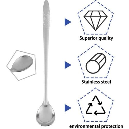 Long-Handle Spoon Ice Cream Tea Coffee Handled Long Handle Stainless Steel Spoons Flatware Popular New Drop Shipping