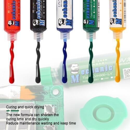 MECHANIC UV Curing Solder Mask Ink BGA PCB Repair Blue/Black/Red/Yellow/Green Welding Oil Fluxes Paint Prevent Corrosive Arcing