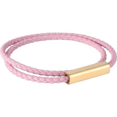 Multilayer Leather Bracelet Women Fashion Pink Braided Handmade Rope Wrap Bracelets & Bangles Gift BB0601