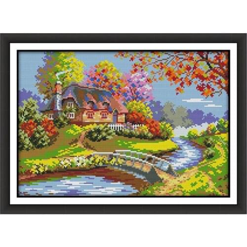On the outskirts of the cabin Cross-stitch kits, DIY Cross Stitch set Embroidery Suit, Enough Canvas for Embroidery landscape
