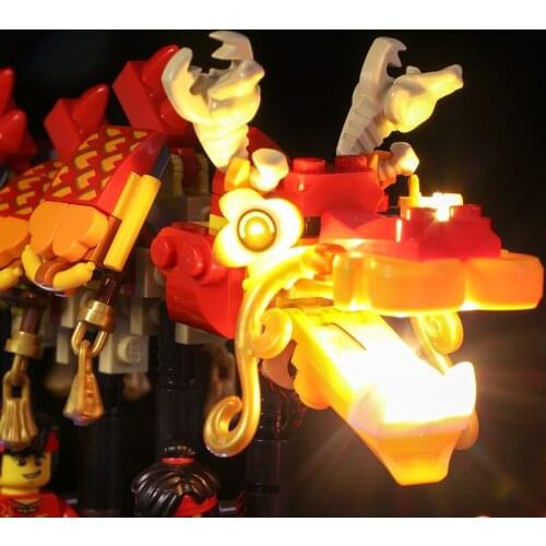 Led Light Set For 80102 Dragon Dance new year series Building Blocks ,decorate for childrens toys (led light only,no blocks)