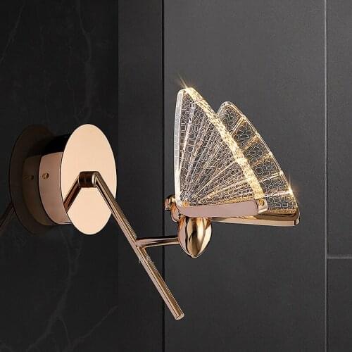 Butterfly Wall Lamp Bedroom Modern Gold Wall Light Creative Postmodern Minimalist Personality Bedside Wall Lamp Aisle Lamp 5W
