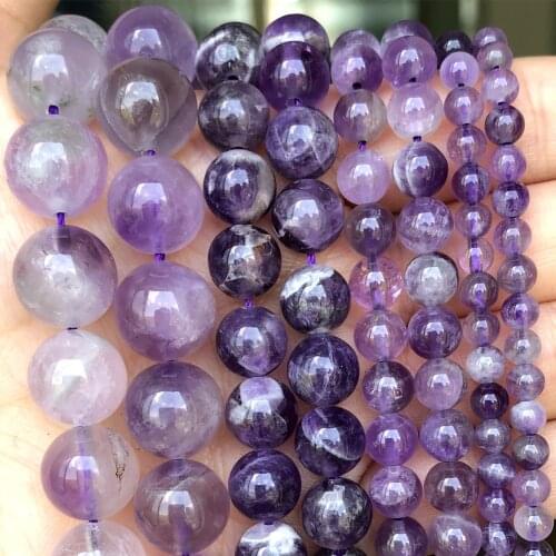 Natural Beads 4-12mm Flower Purple Crystal Quartz Spacer Beads for Jewelry Making DIY Bracelet Necklace Accessories 15'' Perles